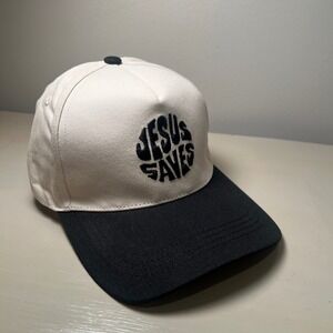 Jesus Saves Embroidered Hat Black / Cream NWT